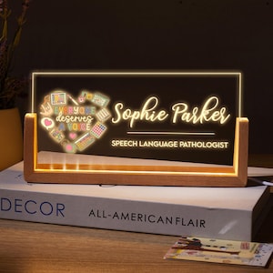 Speech Language Pathologist Desk Name, Speech Therapist Gifts, Speech Language Desk Sign Night Light, SLP Nurse Desk Name, SLP Desk Name