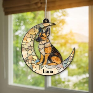 German Shepherd Suncatcher, Shepherd  Window Decor, Dog Suncatcher Art, Custom Dog Suncatcher, Shepherd Lover Gift, Pet Memorial Suncatcher