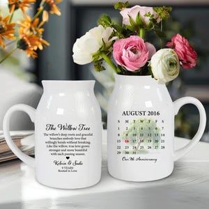 Personalisierte Weidenvase zum 9. Jahrestag, Geschenk zum 9. Jahrestag, Hochzeitstag Blumenvase, Weidenbaumvase, Geschenk für Eltern