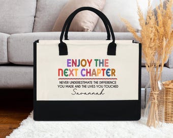 Custom Teacher Retirement Tote Bag: Enjoy The Next Chapter