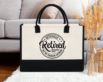 Personalized Retirement Canvas Tote Bag: Custom Farewell Gift