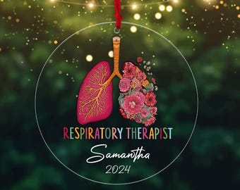 Adorno de terapeuta respiratorio: Pulmones florales, regalo personalizado de terapeuta respiratorio