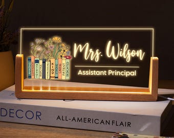 Assistant Principal Desk Name Plate Light, Personalized Desk Name Plate for Teacher, Back To School Teacher Gift, Custom Name Teacher