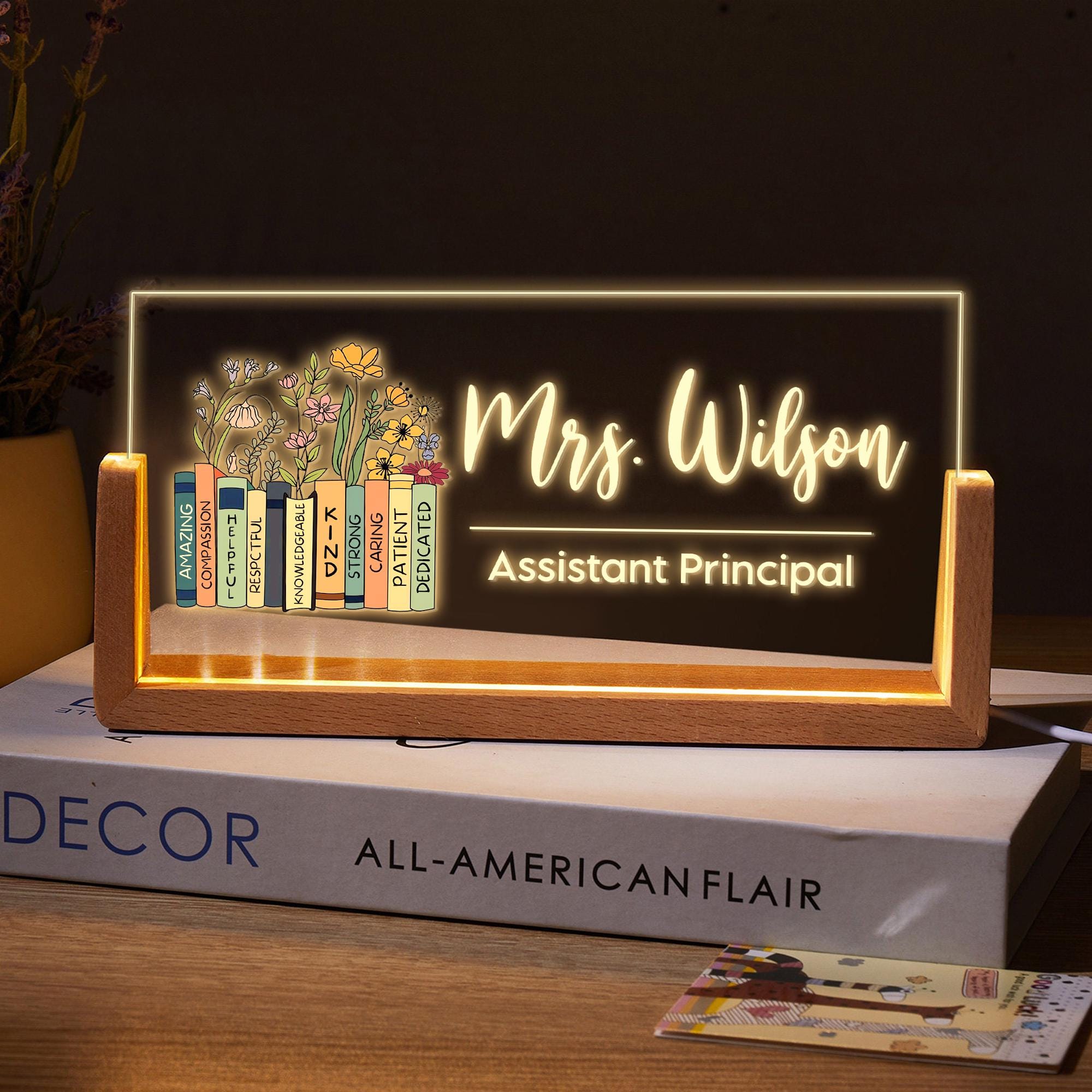 Assistant Principal Desk Name Plate Light, Personalized Desk Name Plate for Teacher, Back To School Teacher Gift, Custom Name Teacher