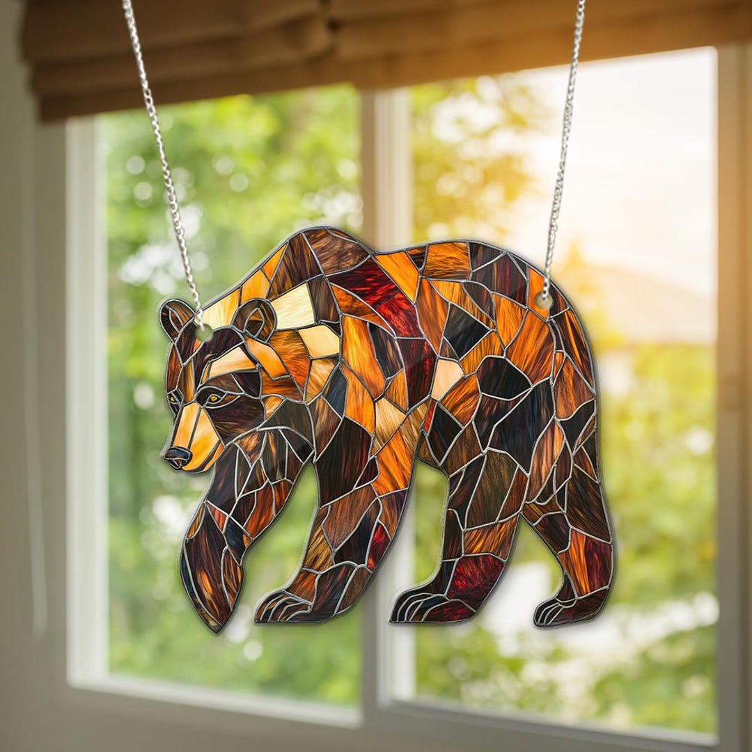 Bear Suncatcher: Acrylic Woodland Black Bear Window Ornament - Etsy