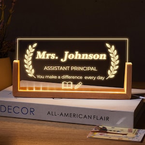 Personalized Assistant Principal Desk Sign with Light - School Admin Gift
