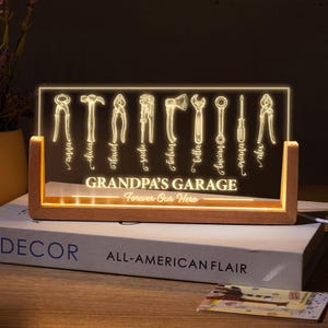 Personalized Grandpas Garage with Kids Name LED Sign, Gifts for Grandpa, Grandpa Gift, Custom Gift For Grandpa, Papa, Gift for Dad