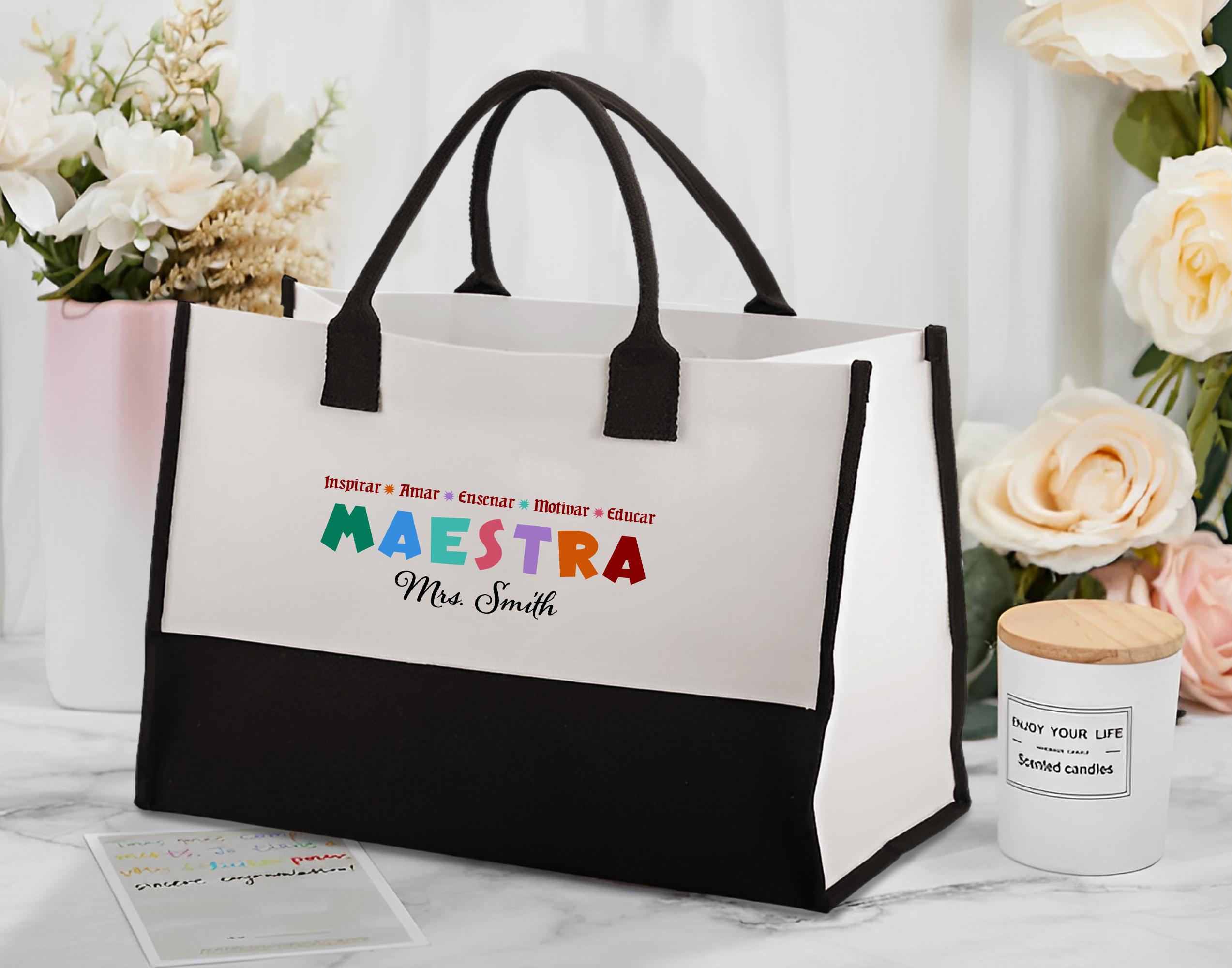 Personalized Maestra Tote Bag – Spanish Teacher Gift, Custom Name ...