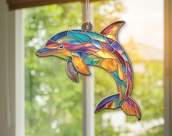 Letrero colgante de acrílico con diseño de delfín: decoración costera de playa