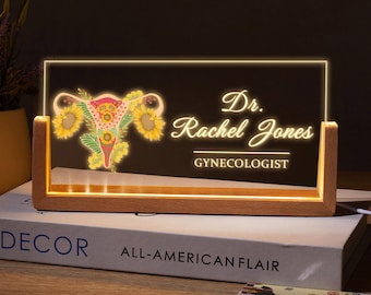OBGYN Schreibtischschild, Doktor Namensschild, OB GYN Geschenk, Arzt Schreibtisch Name Nachtlicht, Benutzerdefinierte Gynäkologin Frauen Gesundheit Geschenk, Klinik Büroschild