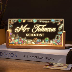 Science Lab Lehrer Schreibtisch Schild, personalisierte Chemie Lehrer Schreibtisch Namensschild Led Nacht, Geschenk für Lehrer Wertschätzung, Lehrer für Wissenschaft