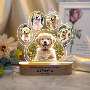 Pet Memorial Led Night Light, Custom Pet Plaque, Pet Night Light, Custom Pet Photo Gifts,Pet Memorial Frame,Gifts for Pets,Cat Dog Loss Gift
