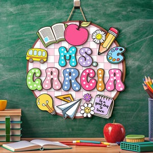 Personalized Teacher Gifts, 3D Teacher Door Sign, Teacher Welcome Sign, Classroom Door Sign, Back to School Gift, 1st Day of School Decor