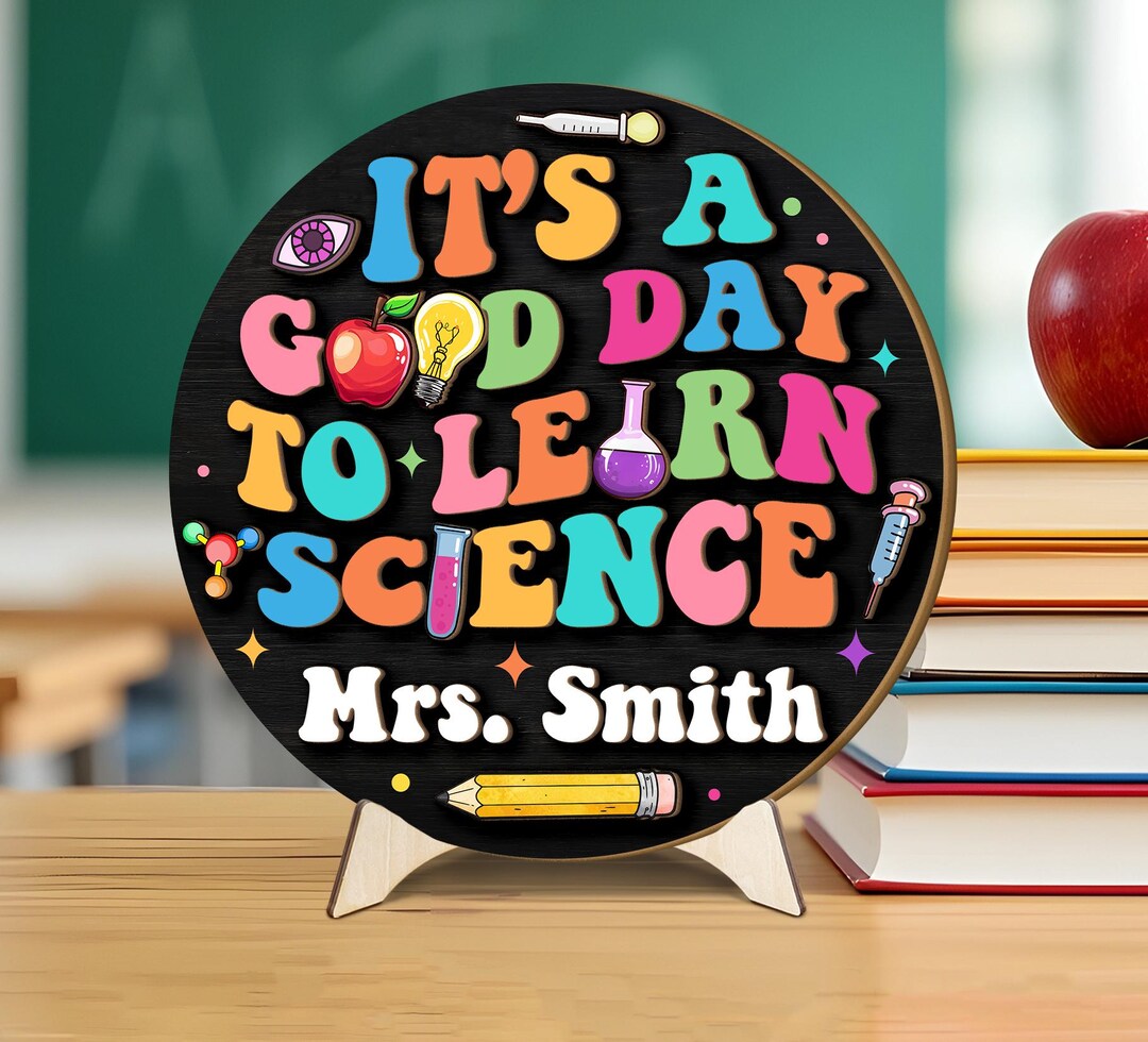 Personalized Science Teacher Door Sign, Custom Teacher Name School ...