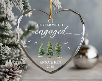 Personalized Engaged Ornament 2025, Wedding Keepsake Ornament, Engagement Ornament with Names & Date, Engaged Gift, Newlywed Gift For Couple