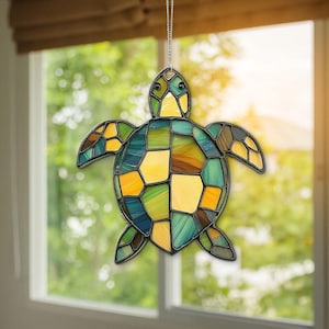 Turtle Acrylic Window Hanging, Sea Turtle Keepsake, Turtle Ornament, Turtle Window Decor, Turtle Lovers Gift, Turtle Home Decor