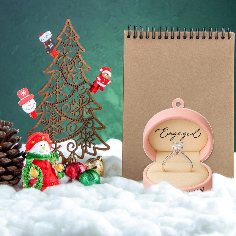 Engagement 2D FLAT Ornament, Custom Engaged Ring Box Ornament ...