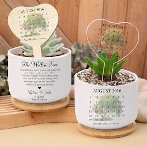 9th Anniversary Willow Tree Gifts, Anniversary Gifts, 9 Year Anniversary Willow Plant Pot, Willow Tree 9 Year Anniversary Pot, Couples Gift