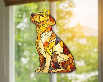 Yellow Lab Suncatcher: Acrylic Labrador Dog Ornament