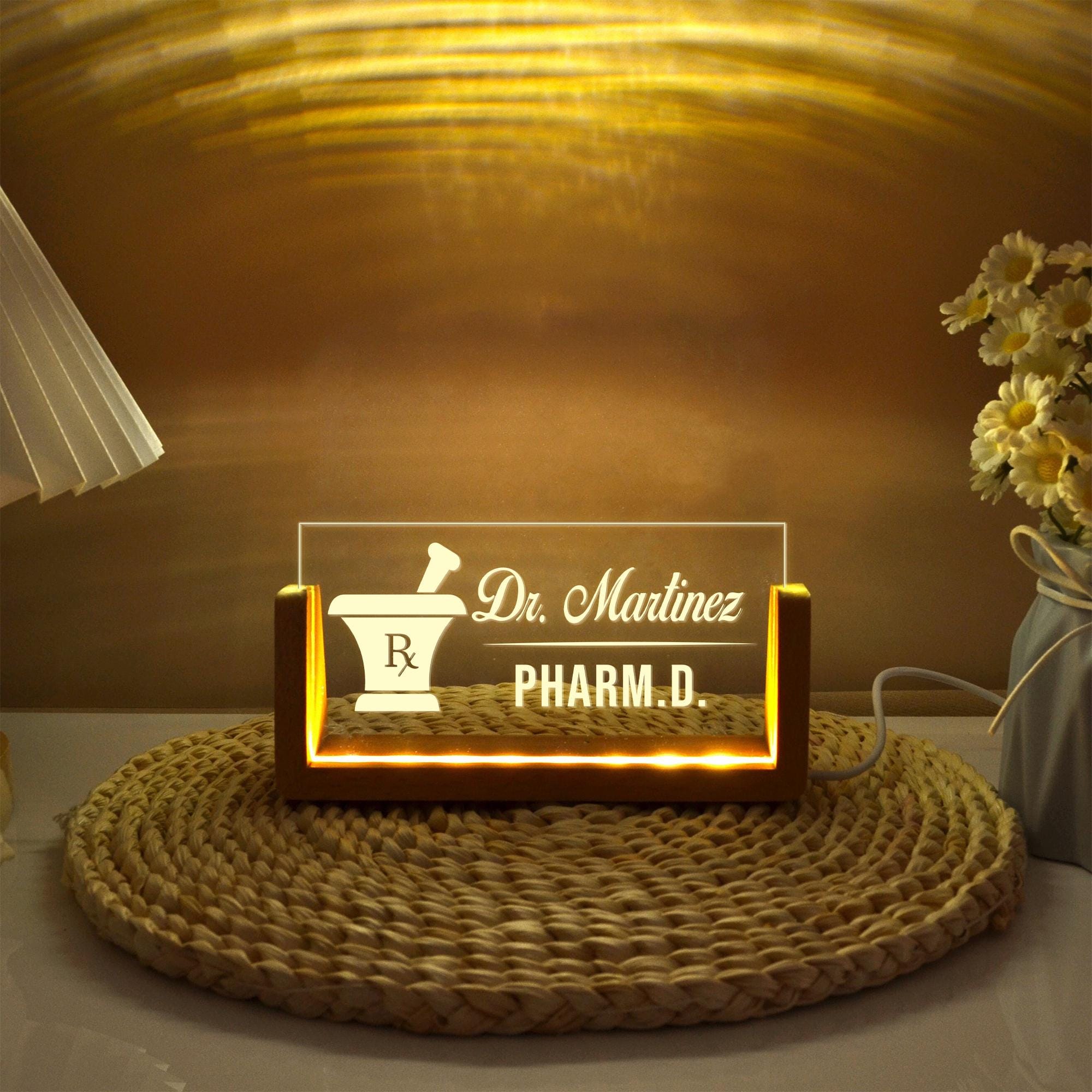 Personalized Pharmacist LED Desk Sign, Custom Pharmacy Gift for Pharmd ...