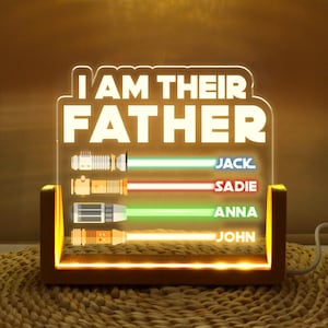 I Am Their Father, Personalized Gifts for Dad, Night Light w Kids Names, Father&#39;s Day Gift, Custom Gift for Husband from Kids, Birthday Gift