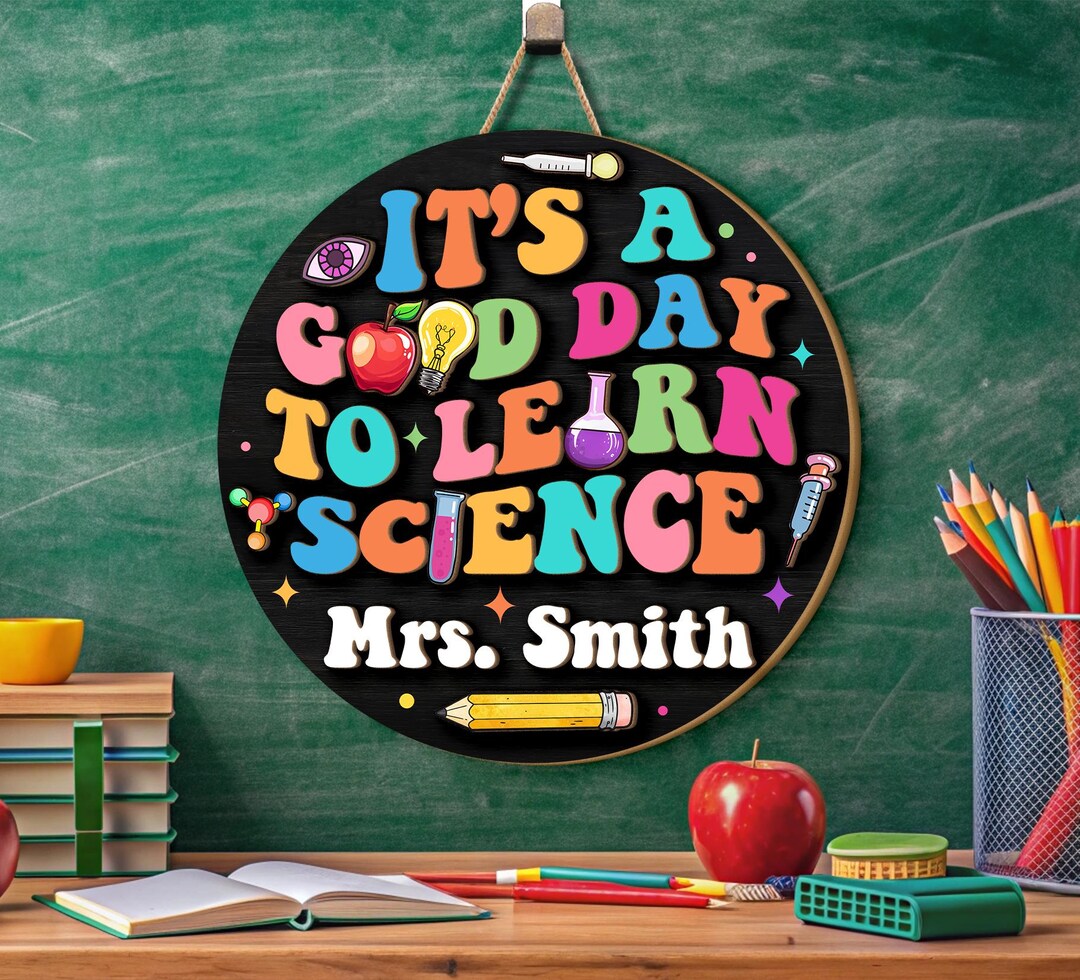 Hanging Card Science Science Teacher Door Sign, Personalized Teacher Name Sign, Science Lab ...