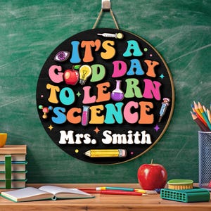 Science Teacher Door Sign, Personalized Teacher Name Sign, Science Lab Hanging Sign Room Decor, Science Classroom Decor, Back to School