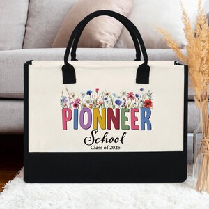 Sac fourre-tout personnalisé pour la promotion 2025, cadeau de remise des diplômes, sac floral personnalisé nominatif, cadeau d'étudiant, meilleur sac de tous les temps