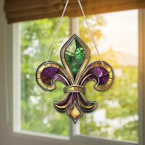 Louisiana Fleur De Lis Decor, Mardi Gras Fleur de Lis Ornament, Louisiana State Hanging Sign, Mardi Gras Home Decor,  fleur de lis symbol