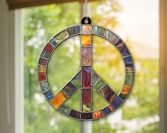 Letrero colgante de acrílico con el símbolo de la paz, adorno navideño con el símbolo de la paz, abalorio hippie para coche, regalo con el símbolo de la paz, colgante con el símbolo de la paz para ventana, regalo genial