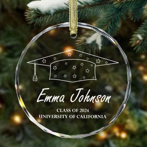 Ornamento di cristallo personalizzato per la laurea 2025, regalo di laurea personalizzato, regali per gli anziani del 2025, classe del 2025, ricordo di laurea