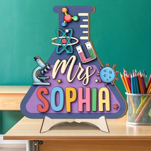 3D Science Teacher Door Sign, Teacher Name Sign, Back To School, Science Teacher Gifts, Science Classroom Decor, Custom Teacher Door Hanger