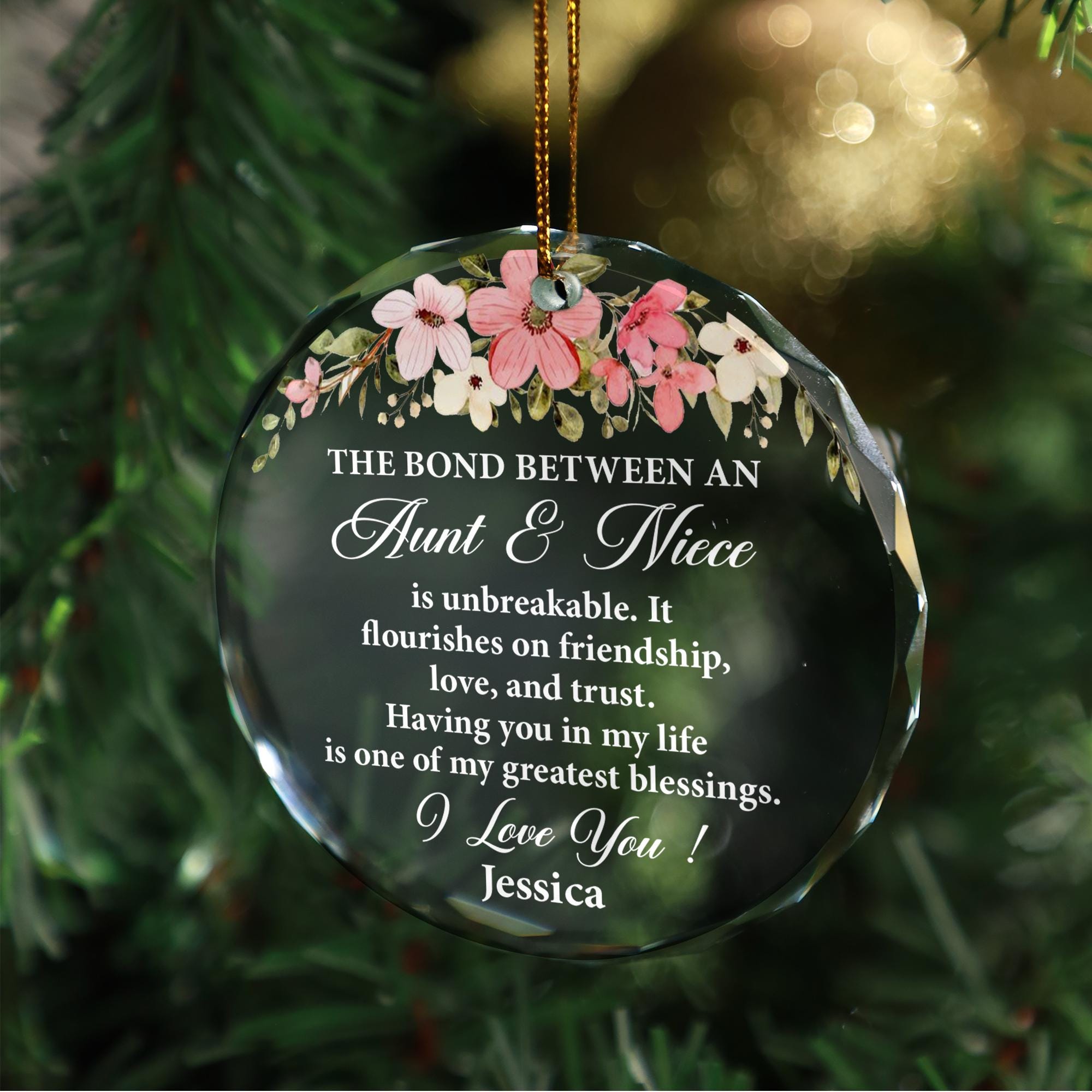 Personalized Aunt and Niece Ornament, Acrylic Floral Christmas Ornament ...