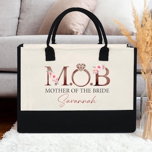 Mother Of The Bride Tote Bag, MOB Tote Bag, Mother of the Bride Gift Bag, Personalized Wedding Gifts, Gift for Mother Bride, MOG Gift