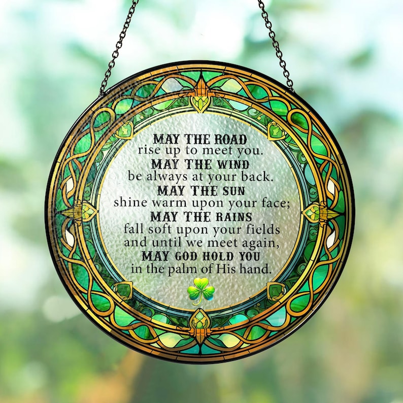Irish Window Topper Stained Glass Irish Blessing Suncatcher: Celtic Window Decor - Etsy