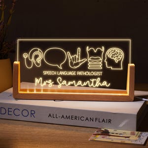 Speech Language Pathologist Desk Name, Speech Therapist Gifts, Speech Language Desk Sign Night Light, SLP Nurse Desk Name, SLP Desk Name
