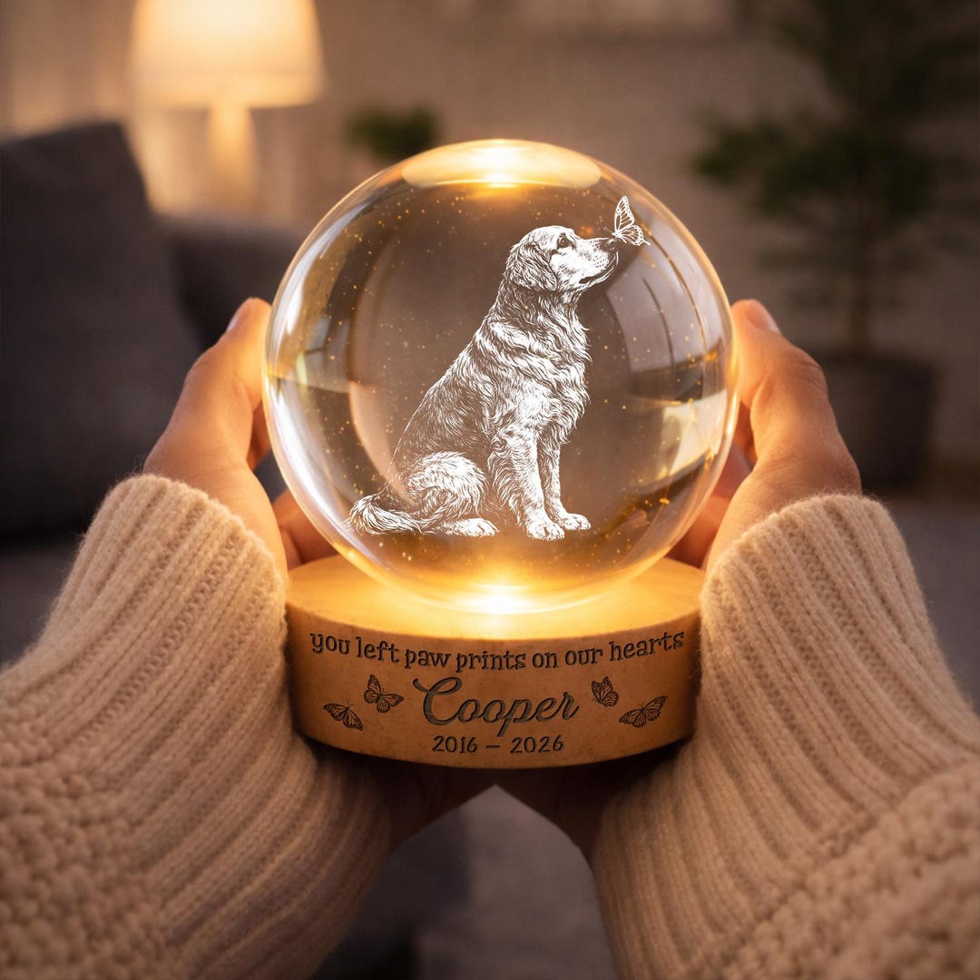 Personalized Pet Memorial Gift, Custom 3D Laser Etched Dog Photo ...