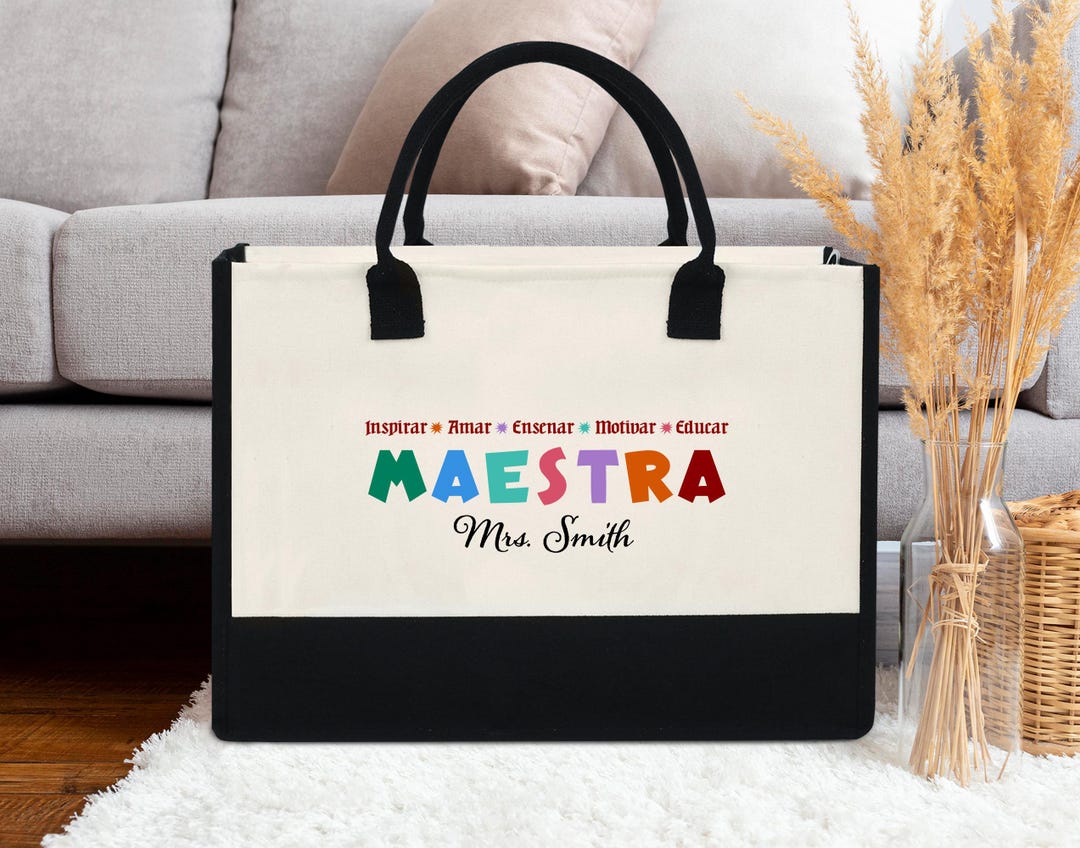 Personalized Maestra Tote Bag – Spanish Teacher Gift, Custom Name ...