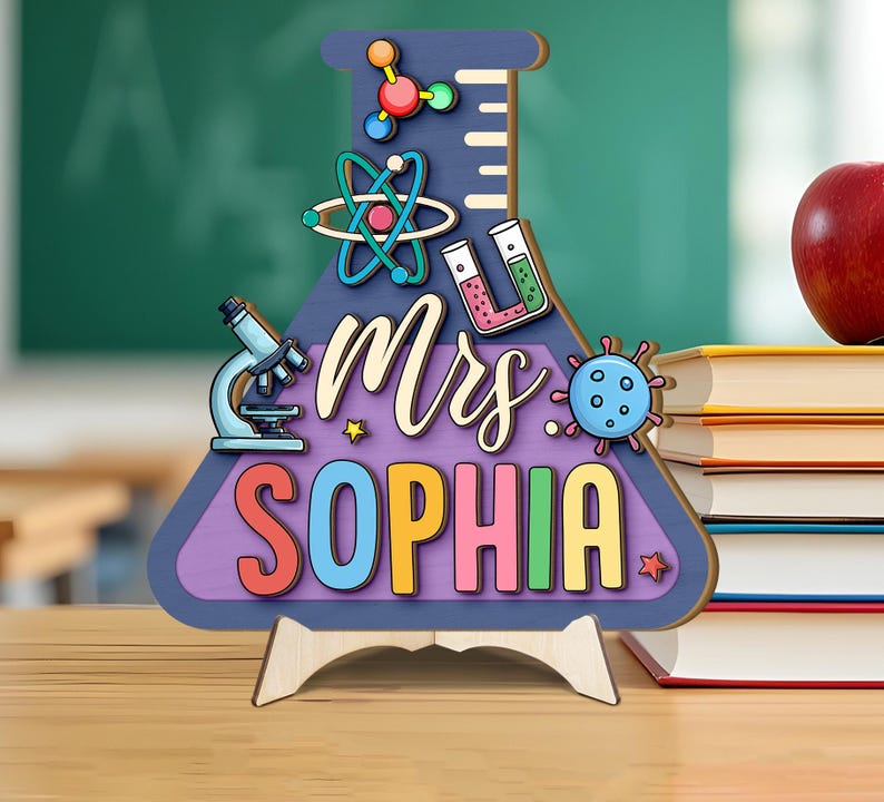 3D Science Teacher Door Sign: Personalized Wood Classroom Decor - Etsy