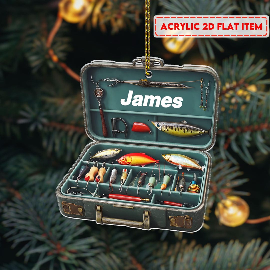 Personalized Fishing Tackle Box Ornament: Acrylic Fisherman Gift - Etsy