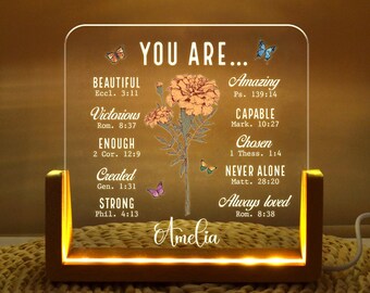 Lámpara LED con versículo bíblico personalizado: regalo cristiano para decoración del hogar