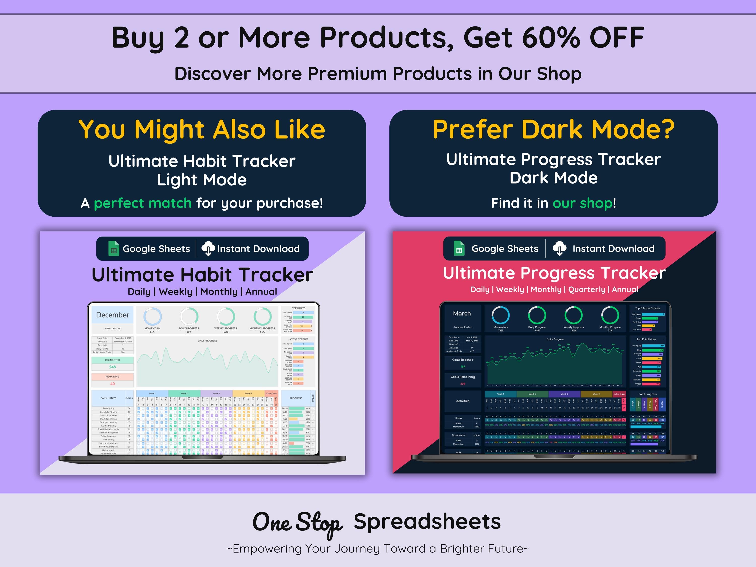 Ultimate Progress Tracker Spreadsheet, Light Mode, Google Sheets ...