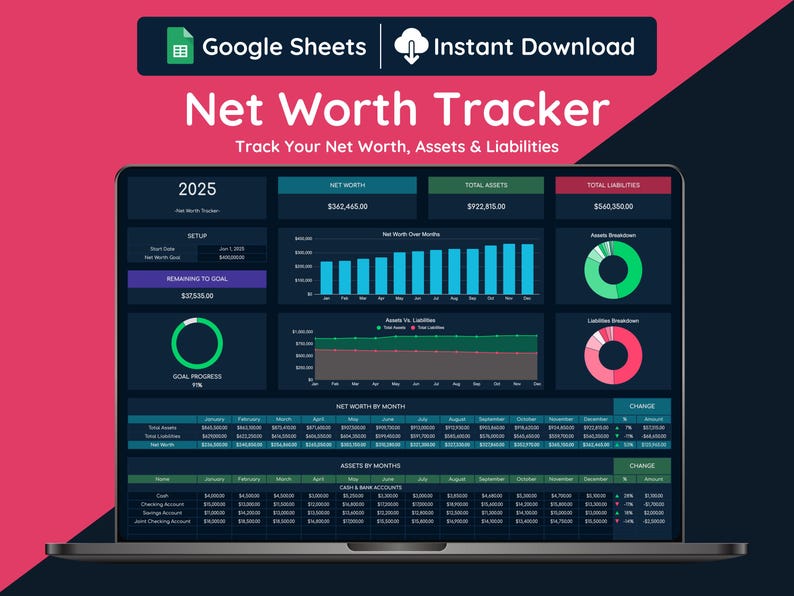 Net Worth Tracker Google Sheets Template