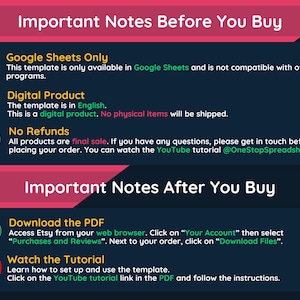 Important notes