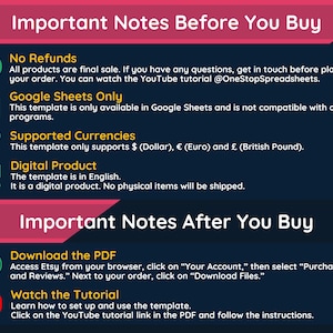 Important notes