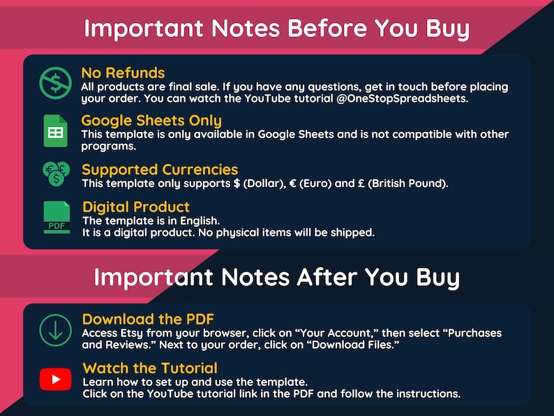 Important notes