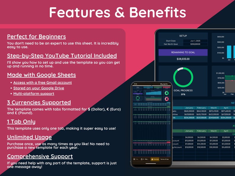 Net Worth Tracker Template Features and Benefits