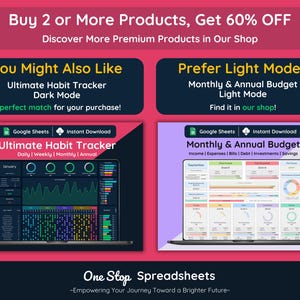 Monatliche und Jahresbudget Tabelle, Dark Mode, Google Sheets Vorlage (Digitaler Download), Expense Tracker Bild 9