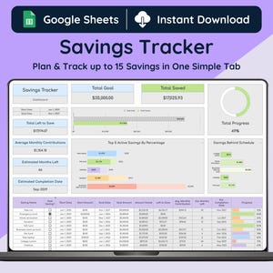 Savings Tracker Spreadsheet, Light Mode, Google Sheets Template (Digital Download), Sinking Funds Tracker