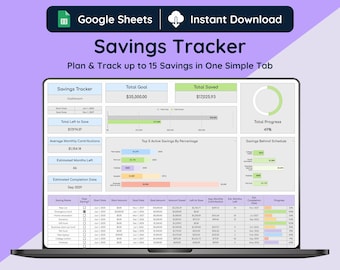Savings Tracker Spreadsheet, Light Mode, Google Sheets Template (Digital Download), Sinking Funds Tracker